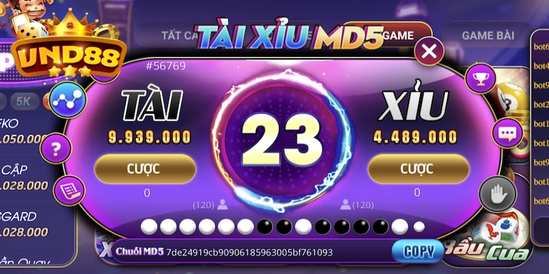 Tài xỉu MD5, game cá cược công bằng nhờ thuật toán đặc biệt